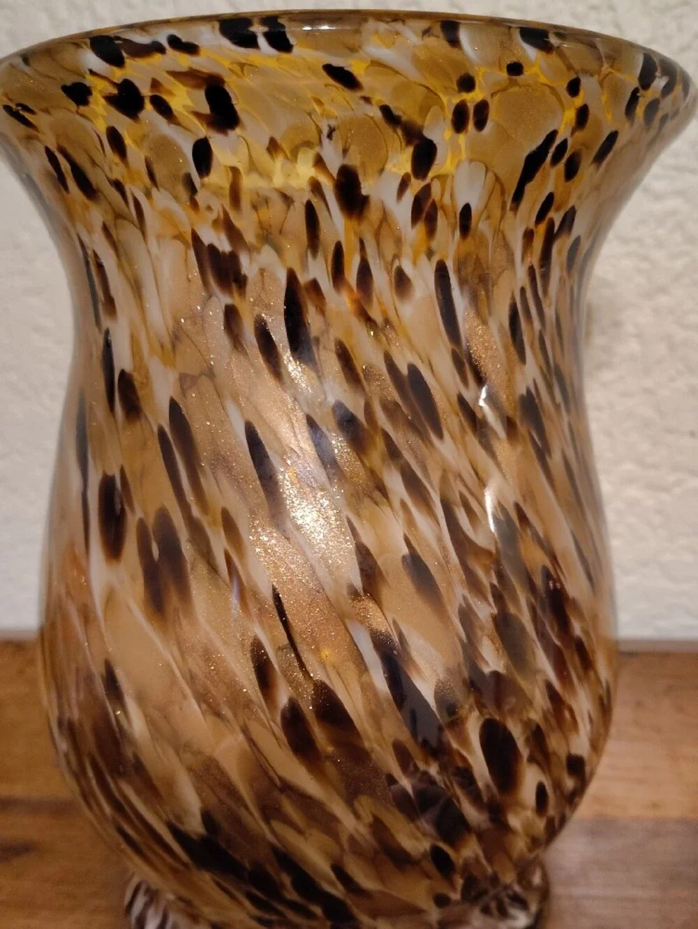 Handblown Art Glass Vase in Amber Speckle